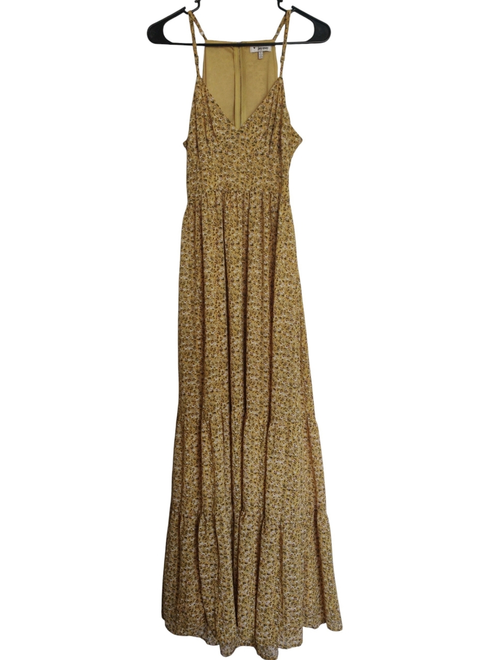 Floral Yellow Maxi Dress with Spaghetti Straps